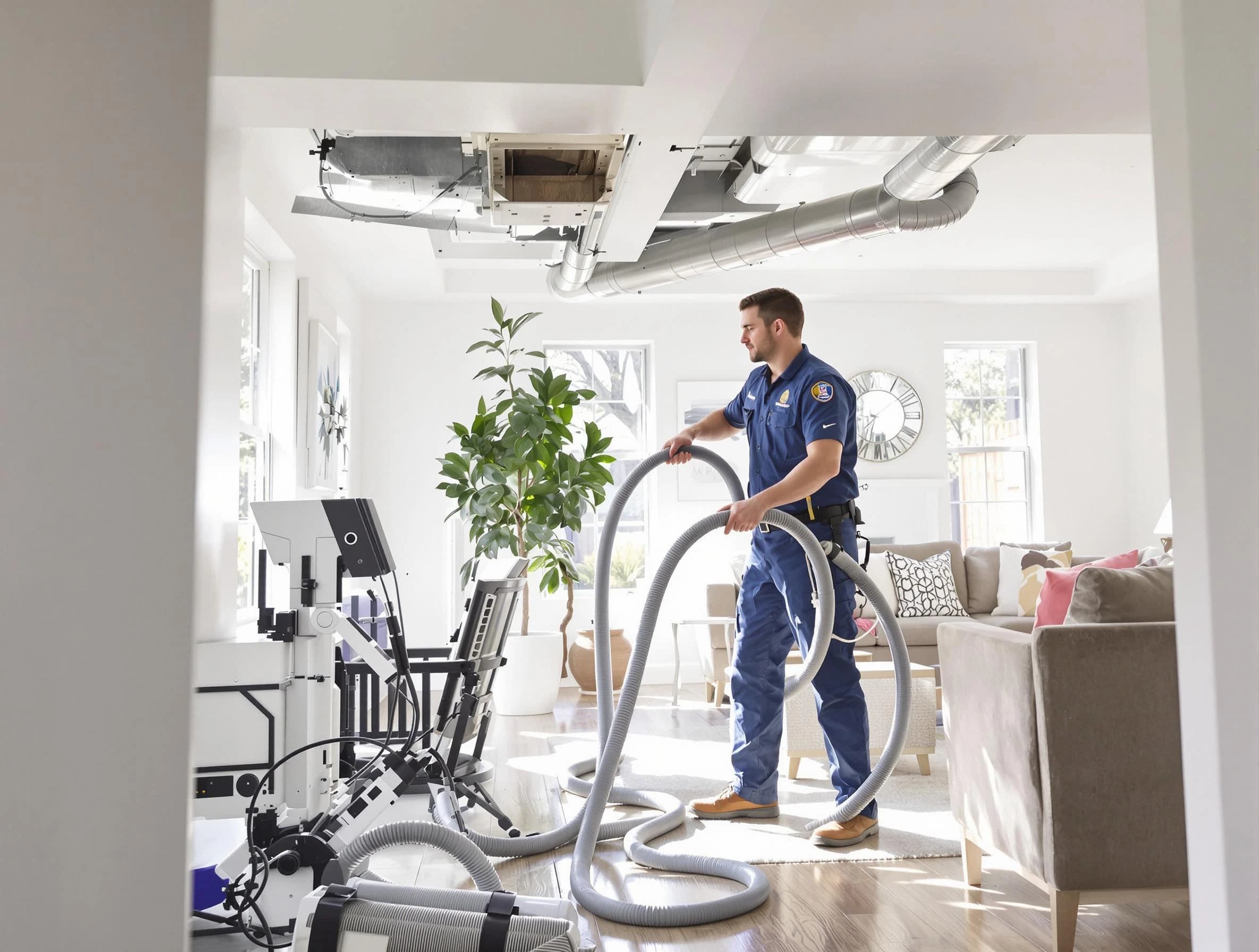Pomona Air Duct Cleaning technician performing thorough AC duct cleaning for enhanced cooling efficiency in Pomona