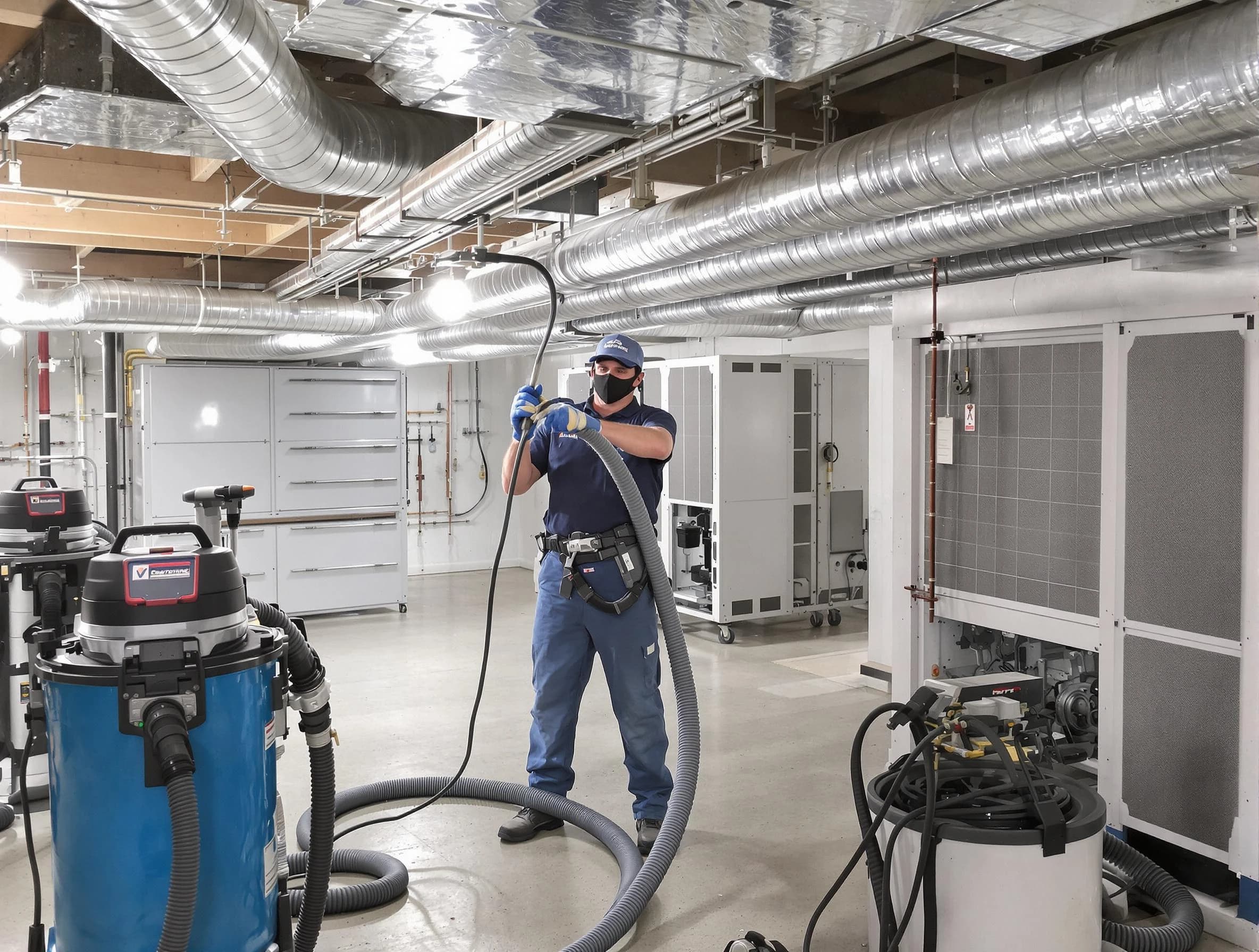 Pomona Air Duct Cleaning specialist performing thorough central air duct cleaning for improved system efficiency in Pomona