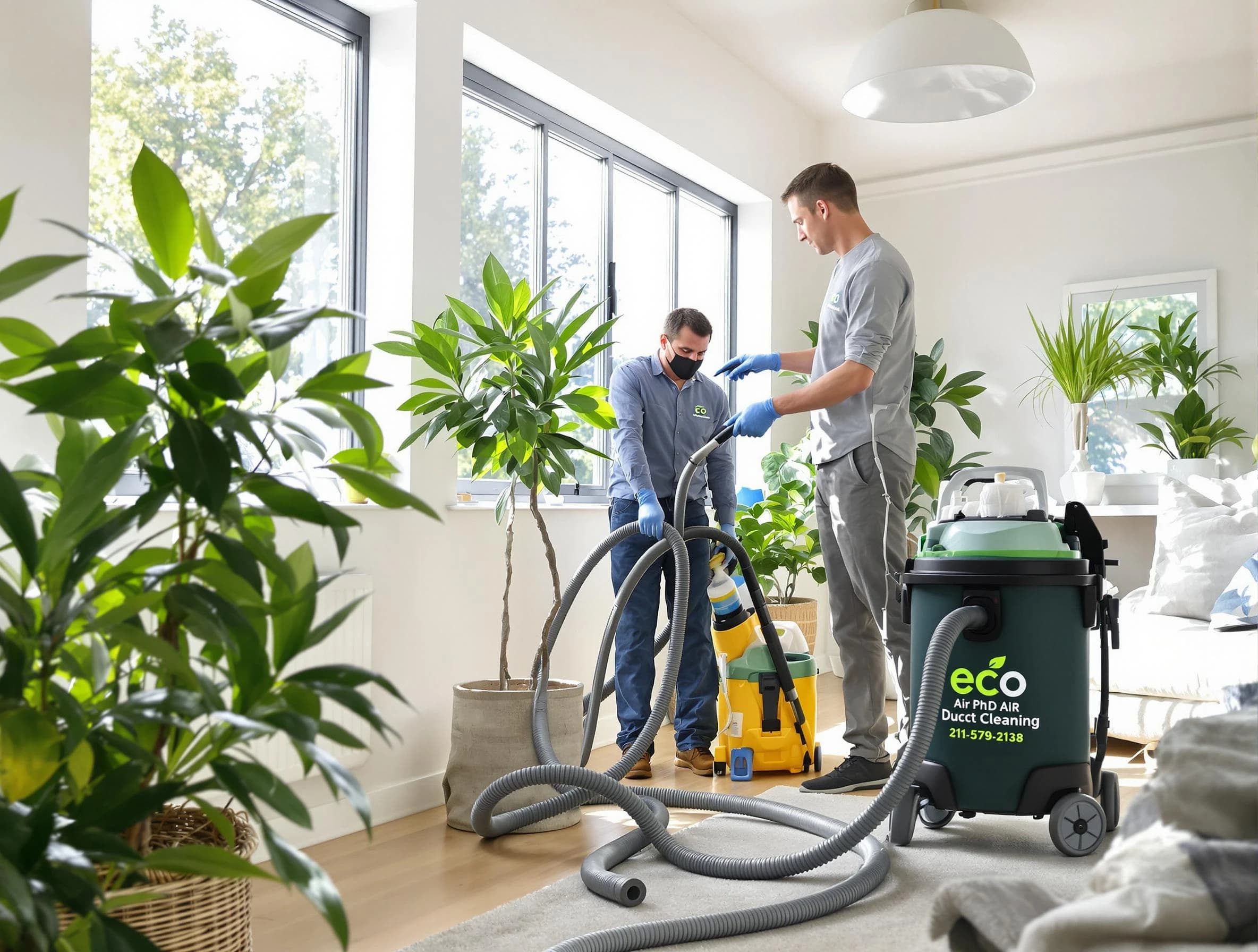 Pomona Air Duct Cleaning technician performing eco-friendly duct cleaning using sustainable methods in Pomona