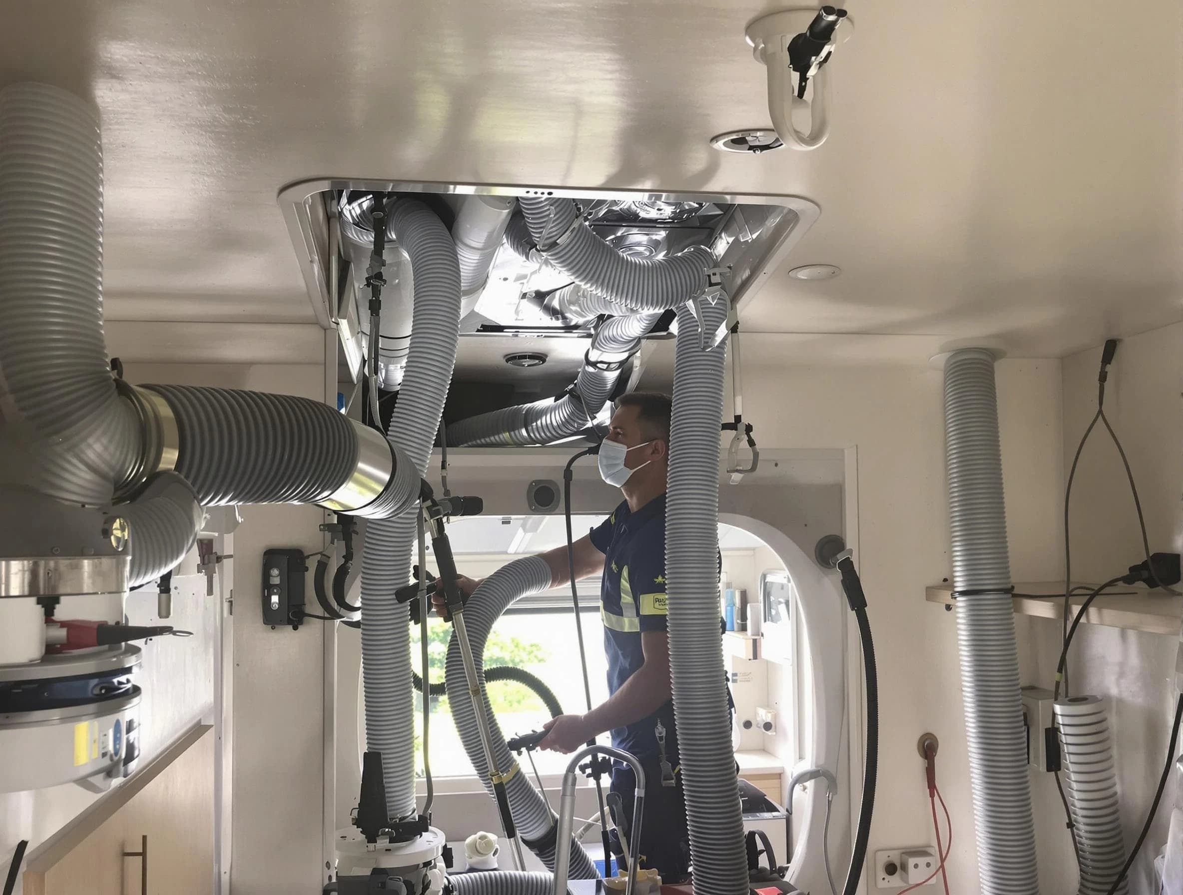 Pomona Air Duct Cleaning specialist performing precise mobile home duct cleaning in Pomona